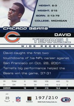 2002 Pacific Heads Up - Blue #23 David Terrell Back