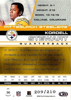 2002 Pacific Heads Up - Blue #96 Kordell Stewart Back