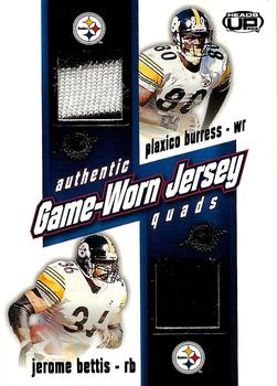 2002 Pacific Heads Up - Game Worn Jersey Quads #28 Jerome Bettis / Plaxico Burress / Kordell Stewart / Hines Ward Front