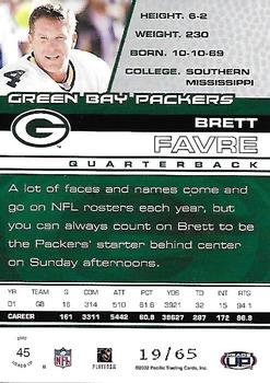 2002 Pacific Heads Up - Red #45 Brett Favre Back