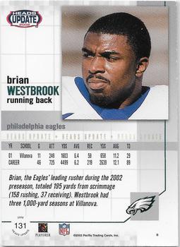 2002 Pacific Heads Update - Blue #131 Brian Westbrook Back