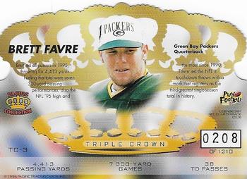 1996 Pacific Crown Royale - Triple Crown Die Cut #TC-3 Brett Favre Back