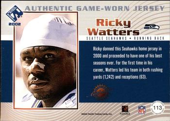 2002 Pacific Private Stock Reserve - Game Worn Jerseys Logos #113 Ricky Watters Back