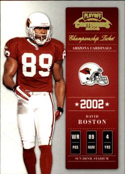 2002 Playoff Contenders - Championship Ticket #90 David Boston Front