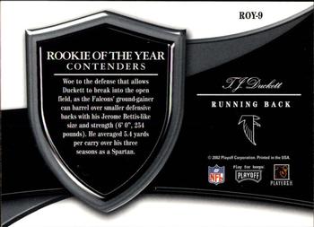 2002 Playoff Contenders - Rookie of the Year Contenders #ROY-9 T.J. Duckett Back