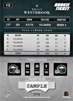 2002 Playoff Contenders - Samples #112 Brian Westbrook Back