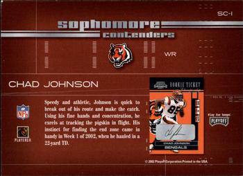 2002 Playoff Contenders - Sophomore Contenders #SC-1 Chad Johnson Back