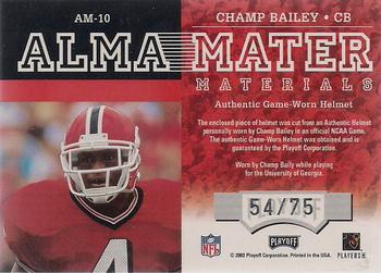 2002 Playoff Honors - Alma Mater Materials #AM-10 Champ Bailey Back