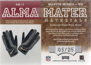 2002 Playoff Honors - Alma Mater Materials #AM-11 Marvin Minnis Back