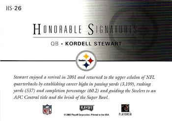 2002 Playoff Honors - Honorable Signatures #HS-26 Kordell Stewart Back