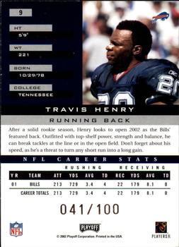 2002 Playoff Honors - O's #9 Travis Henry Back