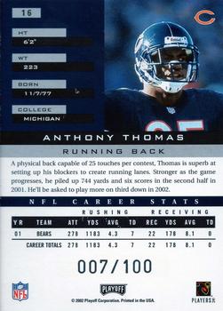 2002 Playoff Honors - O's #16 Anthony Thomas Back