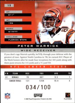 2002 Playoff Honors - O's #19 Peter Warrick Back