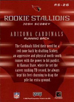 2002 Playoff Honors - Rookie Stallions #RS-26 Josh Scobey Back