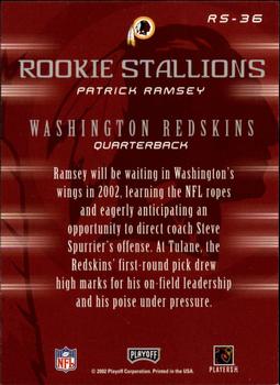 2002 Playoff Honors - Rookie Stallions #RS-36 Patrick Ramsey Back