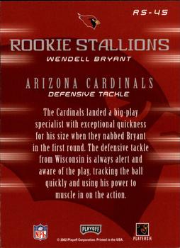 2002 Playoff Honors - Rookie Stallions #RS-45 Wendell Bryant Back