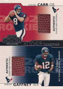2002 Playoff Honors - Rookie Tandems/Quads #RT-1 David Carr /Jabar Gaffney Front