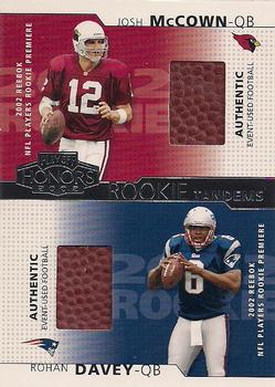 2002 Playoff Honors - Rookie Tandems/Quads #RT-10 Josh McCown / Rohan Davey Front