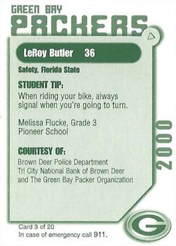 2000 Green Bay Packers Police - Brown Deer Police Department, Tri City National Bank of Brown Deer #3 LeRoy Butler Back