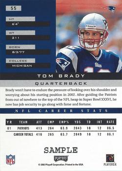 2002 Playoff Honors - Samples #55 Tom Brady Back