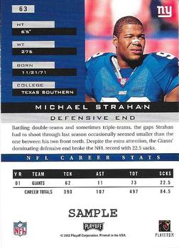 2002 Playoff Honors - Samples #63 Michael Strahan Back