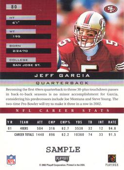 2002 Playoff Honors - Samples #80 Jeff Garcia Back