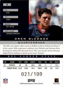 2002 Playoff Honors - X's #8 Drew Bledsoe Back
