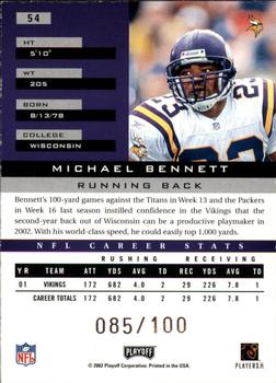 2002 Playoff Honors - X's #54 Michael Bennett Back
