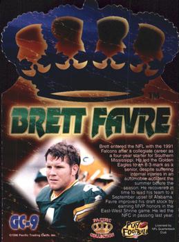 1996 Pacific - Gold Crown Die Cuts #GC-9 Brett Favre Back