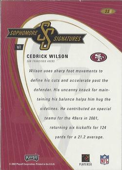 2002 Playoff Prestige - Sophomore Signatures #SS6 Cedrick Wilson Back
