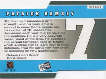 2002 Press Pass - Big Numbers #BN6 Patrick Ramsey Back