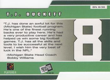 2002 Press Pass - Big Numbers #BN8 T.J. Duckett Back