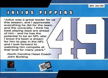 2002 Press Pass - Big Numbers #BN32 Julius Peppers Back