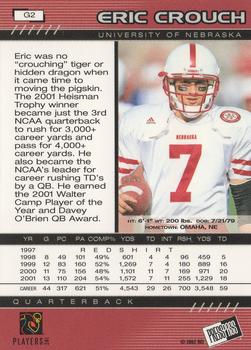 2002 Press Pass - Gold Zone #G2 Eric Crouch Back