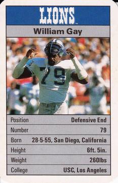 1987 Ace Fact Pack Detroit Lions #NNO William Gay Front