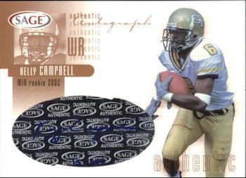 2002 SAGE - Autographs Bronze #A4 Kelly Campbell Front