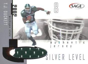 2002 SAGE - Jerseys Silver #4 T.J. Duckett Front
