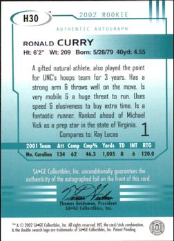 2002 SAGE HIT - Autographs Silver #H30 Ronald Curry Back