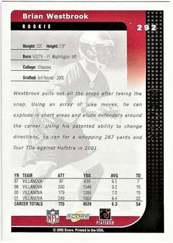 2002 Score - Final Score #292 Brian Westbrook Back