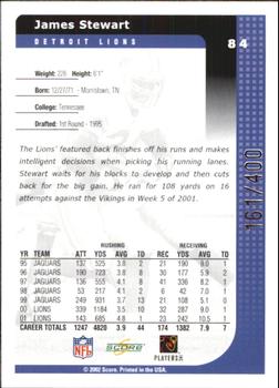 2002 Score - Scorecard #84 James Stewart Back