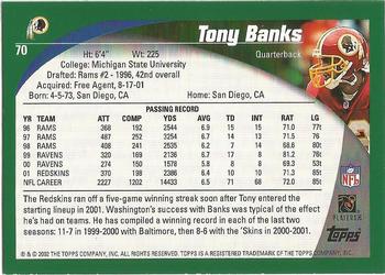 2002 Topps - Topps Collection #70 Tony Banks Back