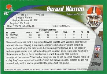 2002 Topps - Topps Collection #207 Gerard Warren Back