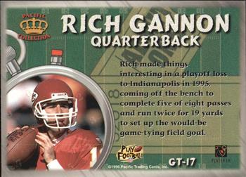 1996 Pacific Litho-Cel - Game Time #GT-17 Rich Gannon Back