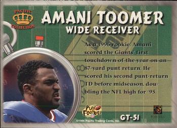 1996 Pacific Litho-Cel - Game Time #GT-51 Amani Toomer Back