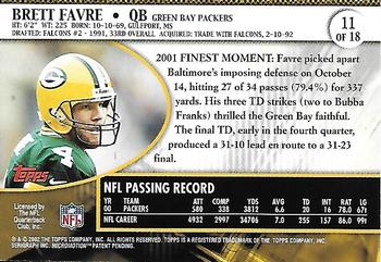2002 Topps Super Bowl XXXVI Card Show #11 Brett Favre Back