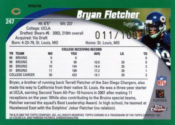 2002 Topps Chrome - Black Refractors #247 Bryan Fletcher Back