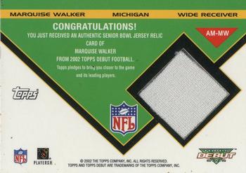 2002 Topps Debut - All-Star Material #AM-MW Marquise Walker Back