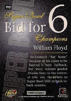 1996 Pinnacle #193 William Floyd Back