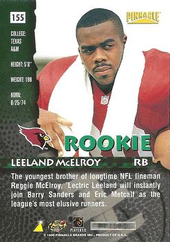 1996 Pinnacle #155 Leeland McElroy Back