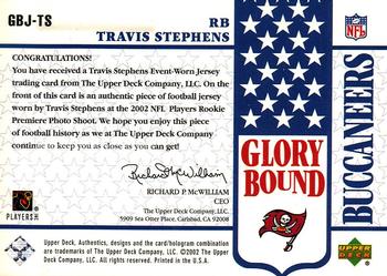 2002 UD Authentics - Glory Bound Jerseys #GBJ-TS Travis Stephens Back